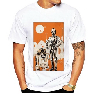 คอลูกเรือ[พร้อมส่ง] เสื้อยืด ลาย Droids สไตล์เรโทรS-5XL