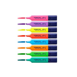 STAEDTLER ปากกาเน้นข้อความ 8 สี ปากกาไฮไลท์ หัวตัด 1-5mm ไม่มีรอยดำเมื่อถ่ายเอกสาร สีไม่ซีดจาง 364
