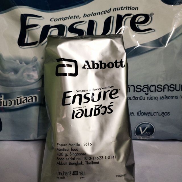 Ensure เอนชัวร์ นมแอนชัว แอนชัวร์ แอนชัว อาหารเสริมผู้ป่วย ผู้ใหญ่ อาหารสูตรครบถ้วนสูตรผง ขนาด 400 g