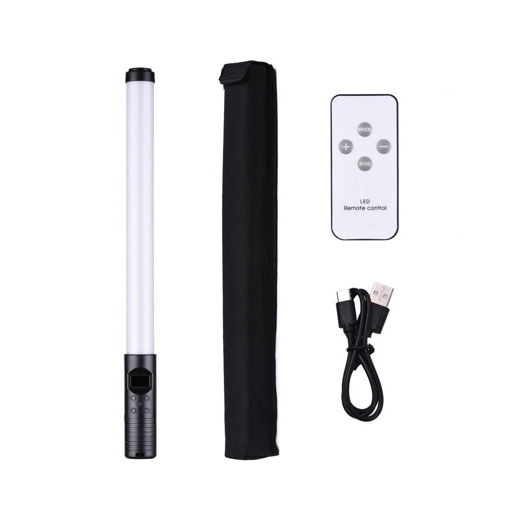 [HOT SALING] 20W Handheld RGB Colorful Light Wand LED Photography Light Bi-color Temperature 3000K-6000K Dimmable Brightness 0%-100% CRI＞85 with Multiple Special Lighting Effects Carrying Bag Remote Control for Party Live Streaming Selfie Portrait Studio