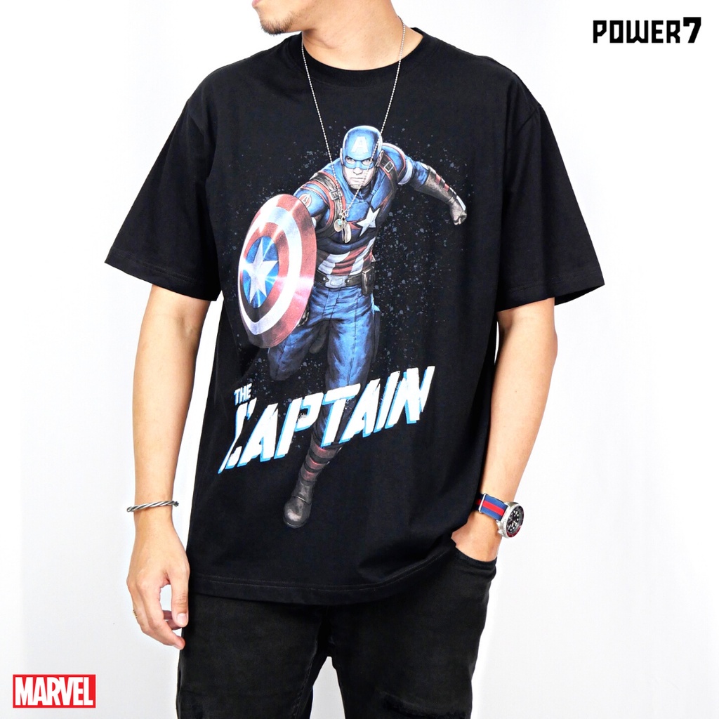 Power7Shop เสื้อยืดการ์ตูน มาร์เวล Captain America ลิขสิทธ์แท้ MARVEL COMICS T-SHIRTS (MX-010)