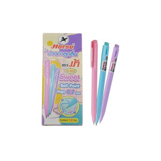 HORSE(ตราม้า) ปากกาลูกลื่น Sweet Ball Point Pen 0.7 ม.ม.ตราม้า รุ่น H-517 บรรจุ 12 ด้ามคละสี/กล่อง จำนวน 1 กล่อง