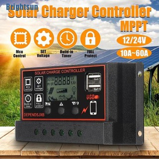 brightsun 10 a - 60 a mppt 12v/24 v ที่ชาร์จพลังงานแสงอาทิตย์ usb