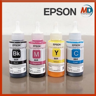 หมึกเติม Epson T664 (ชุด4สี)  ใช้กับพริ้นเตอร์อิงค์เจ็ท เอปสัน L100/ 110/ 120/ 200/ 210/ 220/ 300/ 310/ 350/ 355/ 360