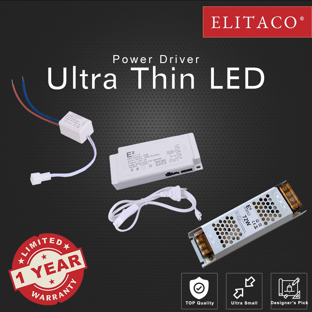 ELITACODriver สําหรับ 1 หรือ 6 หรือ 12V 72W - Ultra Thin Surface LED Puck Light สําหรับตู้ครัวตู้โชว