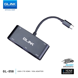 [ รองรับ M1 ] GLINK อุปกรณ์แปลงสัญญาณ Type C to HDTV VGA GL-058 Moniter Type-C TO HDMI Thunderbolt 3 ต่อ2จอพร้อมกันได้