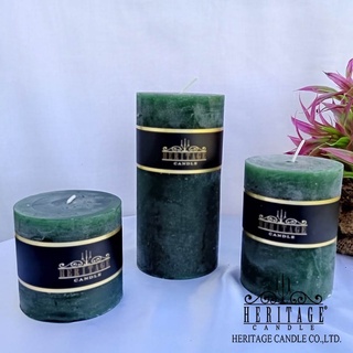 เทียนหอม Scented Candle เทียนแท่ง 3" x 3",  3" x 4",  3" x 6" colour Dark Green