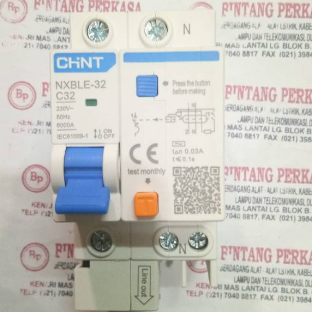 RCCB / ELCB / RCBO 2P 6A-32A Type NXBLE-32 1P+N 6 Ka CHINT ยี่ห้อ