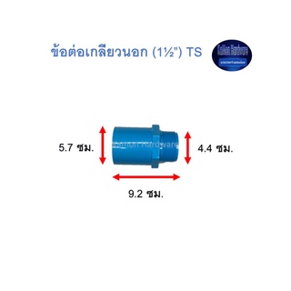 ข้อต่อเกลียวนอก ท่อน้ำไทย (1½”) Thai Pipe TS Valve Socket ฟ้า 1 1/2