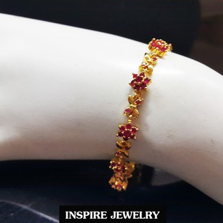 INSPIRE JEWELRYสร้อยข้อมือพลอยทับทิมชาตั้ม พลอยCZ , gold plated งานจิวเวลลี่ ราคาเบาๆ