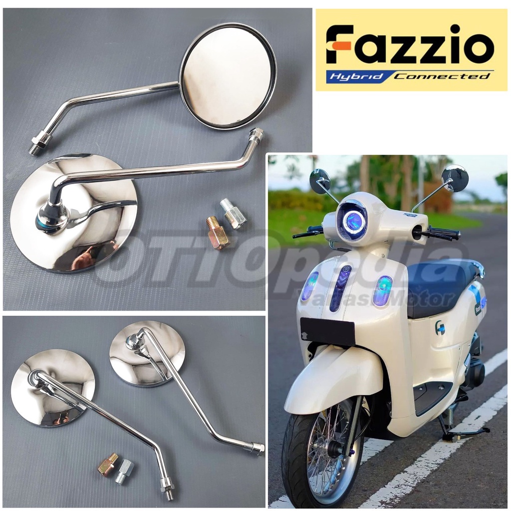Hitam คลาสสิกรอบด้านหลังดูกระจกสําหรับ Yamaha Fazzio / Filano Hybrid Retro Kalsik กระจกสีดํา Vespa รุ่น Variations Full Krum สําหรับ Honda Yamaha รถจักรยานยนต์
