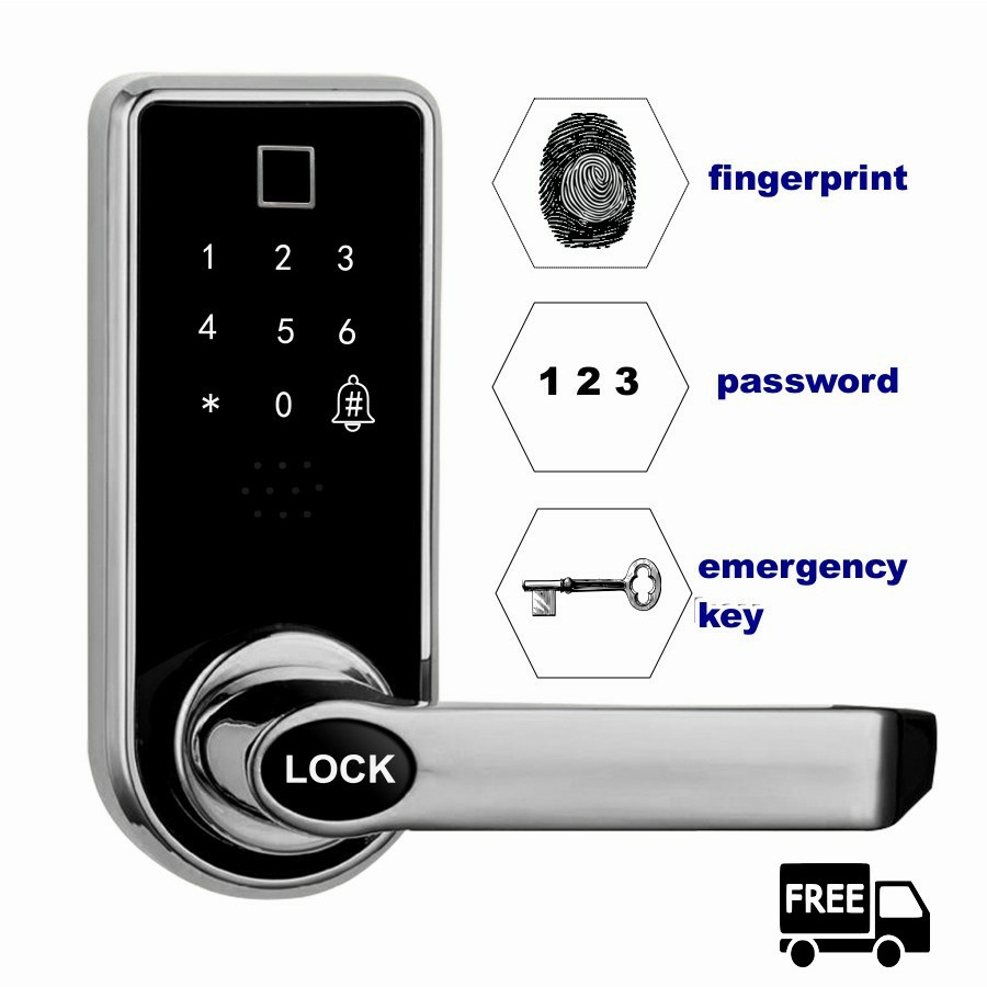 ลูกบิดประตูดิจิตอล Digital Door Lock สแกนลายนิ้วมือ+กดรหัส ติดตั้งง่าย แทนลูกบิดแบบเดิมได้ทันที แข็ง