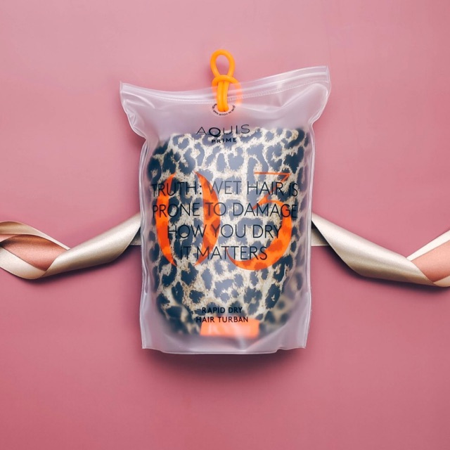 ✅✅ พร้อมส่ง ✅✅ Aquis Prime X Poosh Rapid Dry & Sleep Hair Turban - Leopard Print