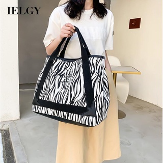 IELGY Zebra pattern fashion canvas diagonal bag womens large capacity