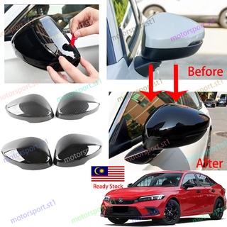ฝาครอบกระจกมองข้าง คาร์บอน สีดํา สําหรับ Honda Civic FE 2022 2023 11th Civic FE 1.5E 1.5V 1.5RS Acc