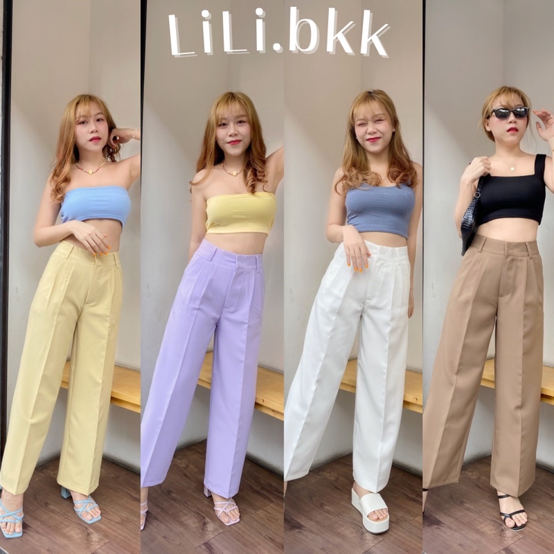 🔥ซื้อ 2 ตัว ลดอีก 15 บาท🔥 กางเกงทรงกระบอก เอวสูง ทรงสวย กางเกงขายาว 901studio