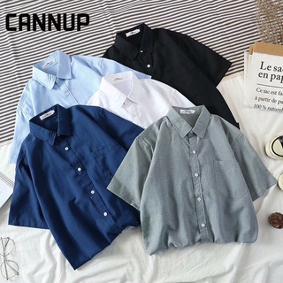 CANNUP เสื้อเชิ้ตผู้ชาย เสื้อเชิ้ตผู้ชายเกาหลีเสื้อเชิ้ตผู้ชายเกาหลีแขนยาว เสื้อเชิ้ตผู้ชายคอจีน เสื้อเชิ้ตผ้าอ็อกฟอร์ด สีทึบ 2022 ใหม่ 030714