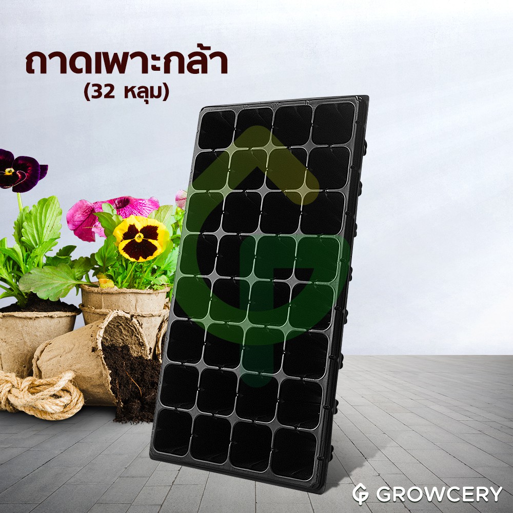 [G] ถาดเพาะกล้า ถาดหลุม ถาดเพาะ จำนวน 32 หลุม (หนา 1.5 มม.) **สั่งขั้นต่ำ 2 ชิ้น** โดย GROWCERY