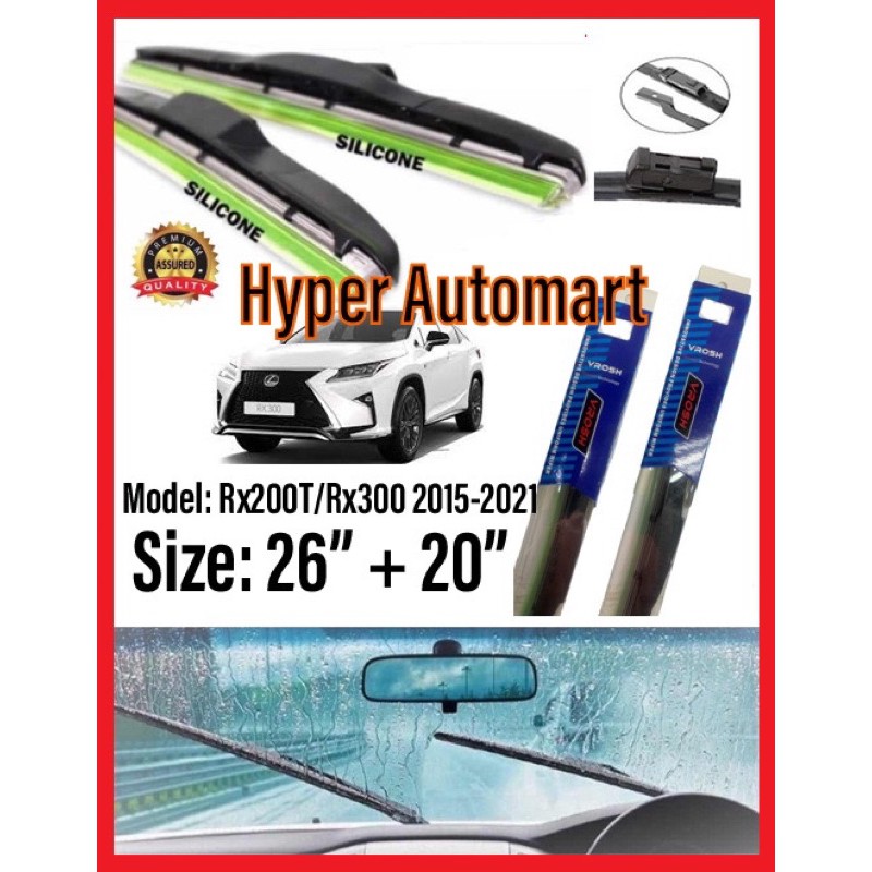 1 คู่ Lexus Rx200T / Rx300 2015-2021 ซิลิโคนอ่อนนุ่ม Mugen 3S ใบปัดน้ําฝน 26 "นิ้ว + 20 นิ้ว Kereta 