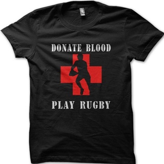 ผ้าฝ้ายคอกลมเสื้อยืดลําลอง แขนสั้น พิมพ์ลาย Donate Blood Play Rugby แฟชั่นฤดูร้อน สไตล์ฮาราจูกุ สําหรับผู้ชายfrom S-4XL