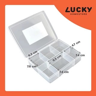 LUCKY HOME กล่องแบ่งช่อง 6 ช่อง ขาว K-5456 ขนาดกล่อง(กว้าง x ยาว x สูง): 16 x 19.5 x 4.5 cm