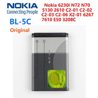 BL5C Original แบตเตอรี่ Nokia BL-5C 6230i N72 N70 5130 2610 C2-01 C2-02 C2-03 C2-06 X2-01 5130 6267 7610 E50 3208C