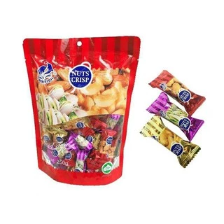 ขนมตุ๊บตั๊บNUTS CRISP TWIN-FISH ขนมถั่วอัดแท่งรวมรส 250-500 กรัม