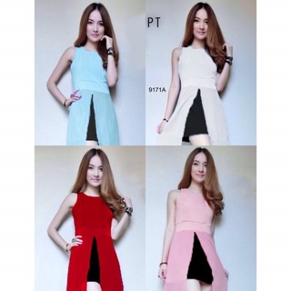 👗Pfashion [ส่งไว!!🚛] P9171 เสื้อแขนกุดต่อชีฟองผ่าหน้า