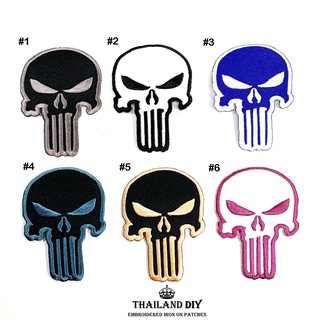 [ พร้อมส่ง ] ตัวรีดติดเสื้อ ทหาร หัวกระโหลก หลากสี หน่วยรบพิเศษ Punisher Skull Patch งานปัก DIY ตัวรีด อาร์ม ติดเสื้อ