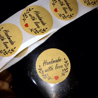 40 ดวง สติ๊กเกอร์ แฮนด์เมด ขอบคุณ กระดาษคราฟท์ Thank you Handmade Craft Sticker Seal Label ป้าย ไดคัท สติกเกอร์ซีล