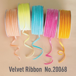 MOMOTARA No.20068 Velvet Ribbon ริบบิ้น กำมะหยี่ ขนาด 0.6 CM ยาว 36 หลา ริบบิ้นผ้า