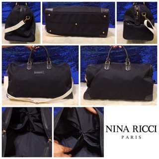 🎒: NINA RICCI Black Canvas Travel Bag แท้💯%