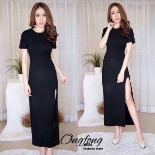 Maxi  Dress  เดรสยาว ทรงแขนสั้นคอกลม