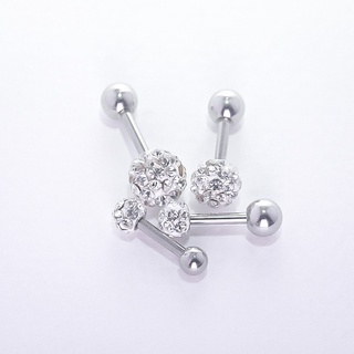 จิวหูคริสตัลบอล หัวหมุด ก้านสแตนเลส&lt;-Earring Crystal Barbell Ball Stud Helix Ear Stainless Steel-&gt;