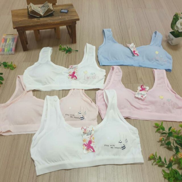 เสื้อชั้นในเด็ก ไม่มีตะข้อ มีฟองเล็กน้อย ถอดฟองได้