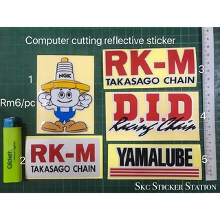 สติกเกอร์สะท้อนแสง ngk yamalube rkm did takasago Chain RK-M สําหรับติดตกแต่งรถยนต์