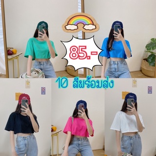 ⚡️ เสื้อครอปผ้าครอปผ้าคอตตอล 10 สีพร้อมส่ง 💢 เสื้อ เสื้อครอป เสื้อเรียบๆ เสื้อคอตตอล เสื้อใส่เล่น