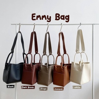 Emmy Bag กระเป๋าถือ มีสายสะพายไหล่ รุ่นนี้หนังดีมาก กระเป๋า Tote ทรงถัง