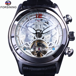 Forsining 2017 Calendar Legend Tourbillion Design Mechanical  Skeleton Clock Genuine Leather Men Skeleton Watch Top Bran