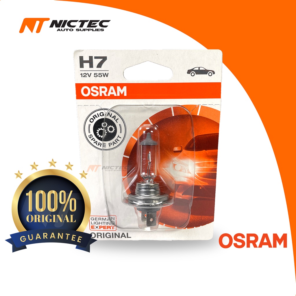 OSRAM H7 HALOGEN LIGHT BULB MADE IN GERMANY 64210 55W 12V PX26d (NINJA250/R25) (PROTON/PERODUA/HONDA