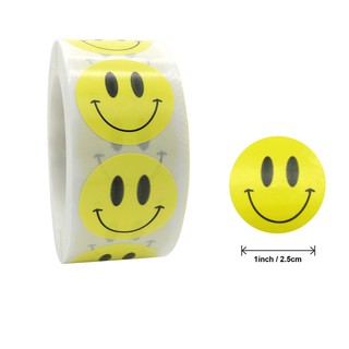 สติ๊กเกอร์ Happy Face ลายหน้ายิ้ม 500 ชิ้น / ม้วนสําหรับติดตกแต่งห้องเด็ก