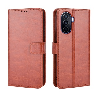 เคสโทรศัพท์ ทำจากหนัง Pu แบบฝาพับ พร้อมช่องใส่บัตร สามารถตั้งได้ สําหรับ Huawei Nova Y70