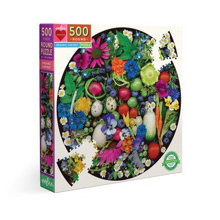 eeboo Organic Harvest 500 Pc Round Puzzle - จิ๊กซอว์รูปผักออแกนิค แบบ 500 ชิ้น ต่อเป็นรูปภาพทรงกลม