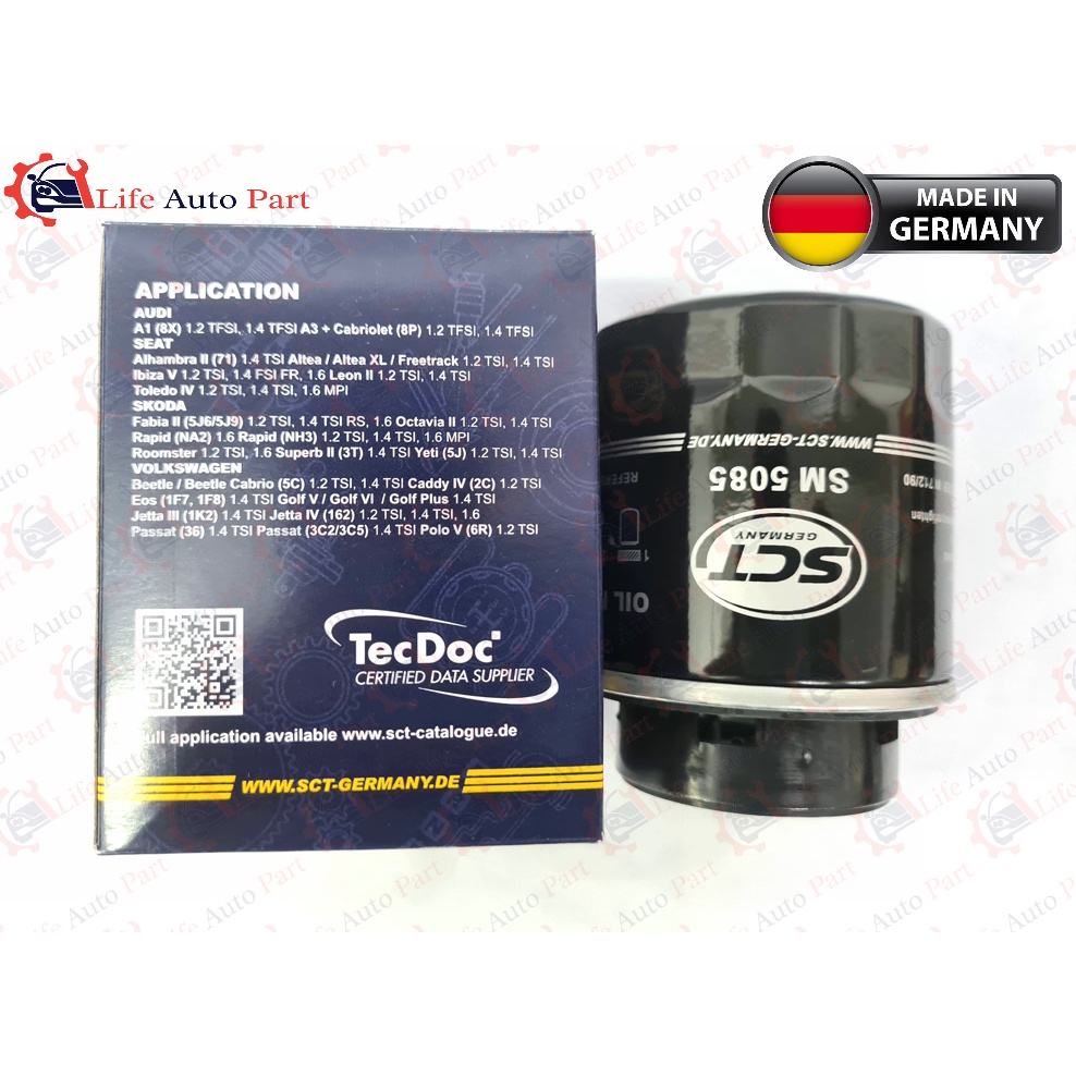 Sct GERMANY กรองน้ํามัน VOLKSWAGEN 1.2 1.4 1.6 POLO, BEETLE, GOLF MK6 , GOLF GTI, SCIROCCO กรองน้ําม
