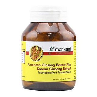 Morikami American Ginseng Extract Plus Korean Ginseng Extract 500 mg. บรรจุ 30 แคปซูล