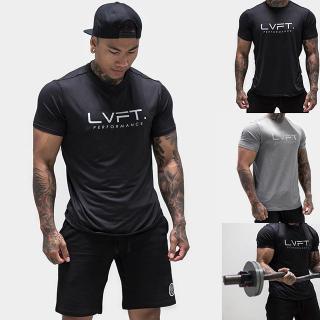 LIVE FIT ผู้ชาย ฝ้าย แขนสั้น เสื้อยืด กีฬา สันทนาการ แจ็คเก็ต