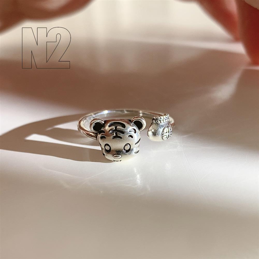 เครื่องประดับผู้หญิงอินเทรนด์ S925Silver Animal Tiger Finger Ring