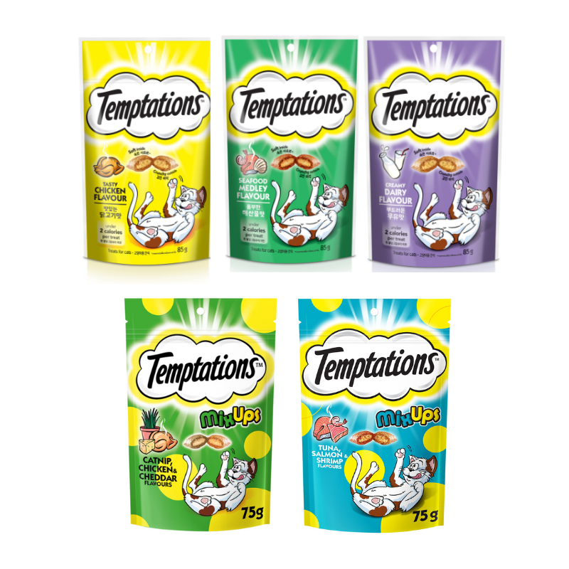 TEMPTATIONS เทมเทชันส์ ขนมแมวแบบแห้ง 75 กรัม (เลือกรสได้)