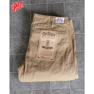 กางเกงยีนส์ ONI DENIM ONI-727-KHBESF 12oz Khaki Beige Trousers