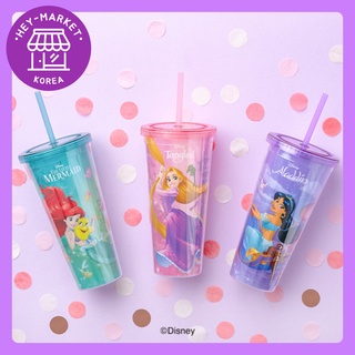 [Daiso Korea] 🫅Disney Princess แก้วน้ํา พร้อมหลอดดูด ความจุเยอะ 650 มล. (Rapunzel Jasmine Arial)